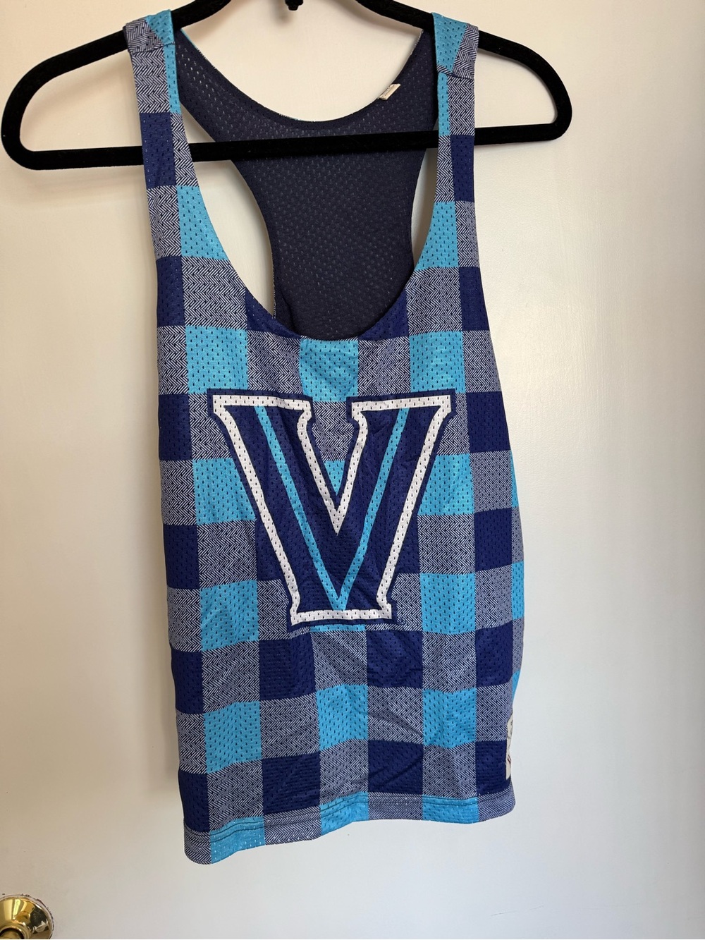 Villanova blue gingham women’s pinnie jersey